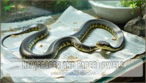 newspaper and paper towels