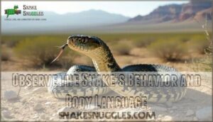 observe the snake's behavior and body language
