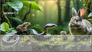 prey size adjustments based on age and weight