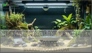 regular cleaning and disinfection of habitat