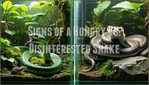 signs of a hungry vs. disinterested snake