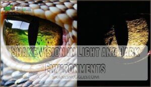 snake vision in light and dark environments