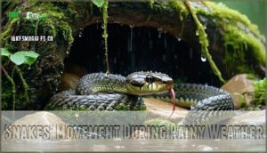 snakes' movement during rainy weather