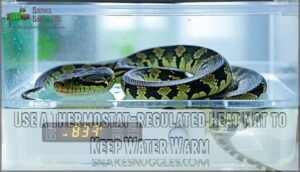 use a thermostat-regulated heat mat to keep water warm