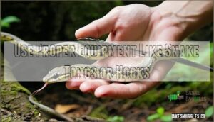 use proper equipment like snake tongs or hooks
