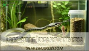 using feeding tongs and containers