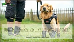 using protective gear and equipment