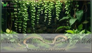 utilizing humidity-loving plants or moss