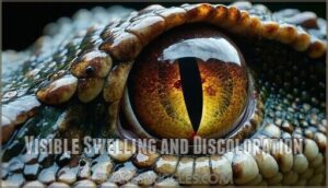 visible swelling and discoloration