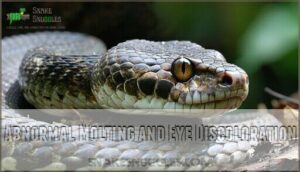 abnormal molting and eye discoloration
