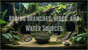 adding branches, hides, and water sources