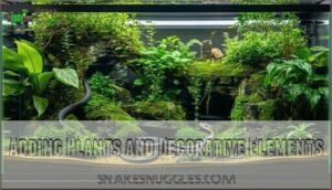 adding plants and decorative elements