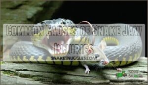 common causes of snake jaw injuries