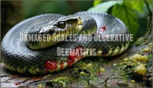 damaged scales and ulcerative dermatitis
