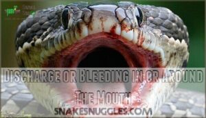 discharge or bleeding in or around the mouth