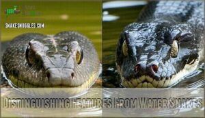 distinguishing features from water snakes