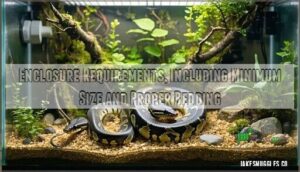 enclosure requirements, including minimum size and proper bedding