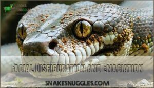 facial disfiguration and emaciation