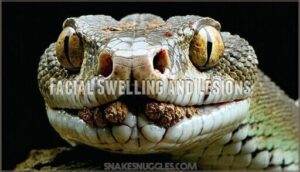facial swelling and lesions