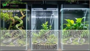 glass, acrylic, and pvc tank options