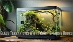 glass terrariums with front-opening doors