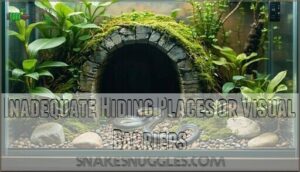 inadequate hiding places or visual barriers
