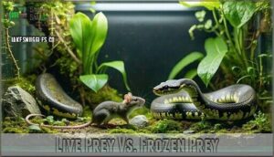 live prey vs. frozen prey