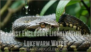 mist enclosure lightly with lukewarm water