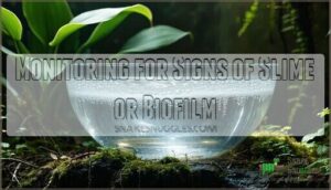 monitoring for signs of slime or biofilm