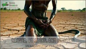 nausea, vomiting, and tingling