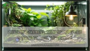 prevention strategies, including proper cage cleaning and regular inspections