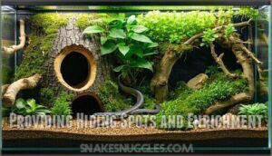 providing hiding spots and enrichment