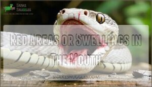 red areas or swellings in the mouth