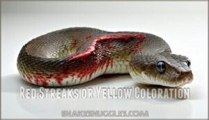red streaks or yellow coloration