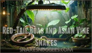 red-tail boas and asian vine snakes