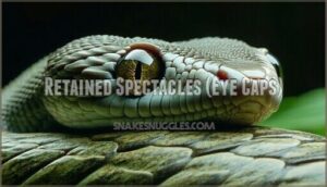 retained spectacles (eye caps)