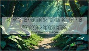 safety precautions and first aid for venomous snake bites