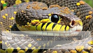 skin discoloration and lesions