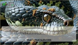 skin ulcerations and crusting