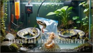 thawing and warming frozen prey