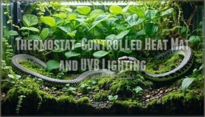 thermostat-controlled heat mat and uvb lighting