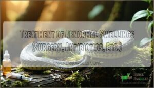 treatment of abnormal swellings (surgery, antibiotics, etc.)