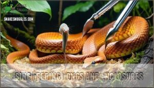 using feeding tongs and enclosures