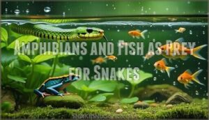 amphibians and fish as prey for snakes