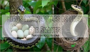 birds and reptiles as prey for snakes