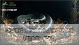 changes in snake's appetite and activity levels