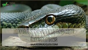 difficulty shedding and mite infestations
