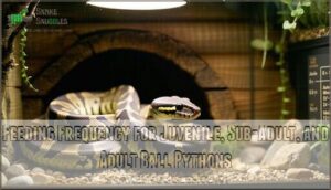 feeding frequency for juvenile, sub-adult, and adult ball pythons