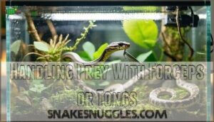 handling prey with forceps or tongs