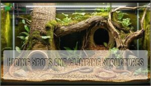 hiding spots and climbing structures